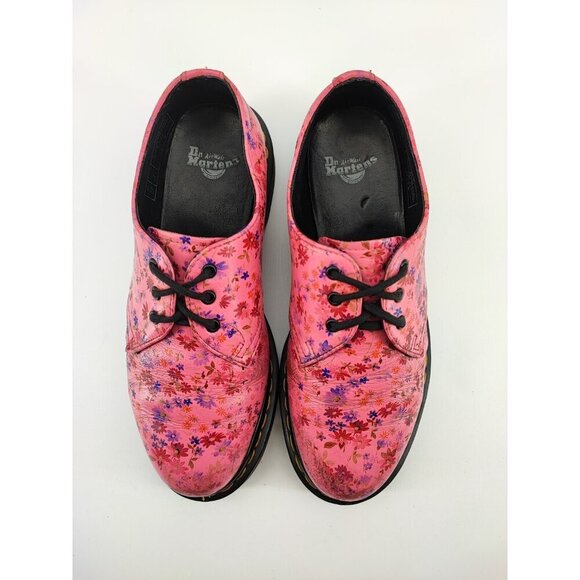 Dr Martens Women's Pascal Hole Floral Flower Pink Ankle Loafers 7US - Picture 4 of 11